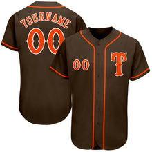 Load image into Gallery viewer, Custom Brown Orange-White Authentic Baseball Jersey