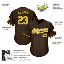 Load image into Gallery viewer, Custom Brown Gold-White Authentic Throwback Rib-Knit Baseball Jersey Shirt
