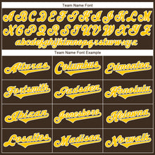 Load image into Gallery viewer, Custom Brown Gold-White Authentic Throwback Rib-Knit Baseball Jersey Shirt