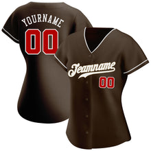 Load image into Gallery viewer, Custom Brown Red-White Authentic Baseball Jersey