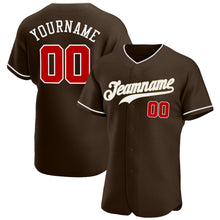 Load image into Gallery viewer, Custom Brown Red-White Authentic Baseball Jersey