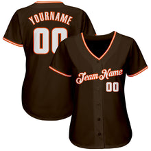 Load image into Gallery viewer, Custom Brown White-Orange Authentic Baseball Jersey
