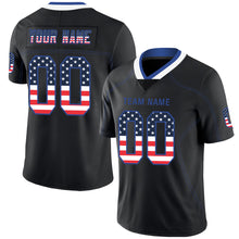 Load image into Gallery viewer, Custom Lights Out Black Royal-White USA Flag Fashion Football Jersey