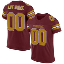 Load image into Gallery viewer, Custom Burgundy Old Gold-White Mesh Authentic Football Jersey