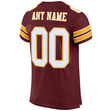 Load image into Gallery viewer, Custom Burgundy White-Gold Mesh Authentic Football Jersey