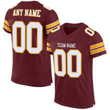 Load image into Gallery viewer, Custom Burgundy White-Gold Mesh Authentic Football Jersey