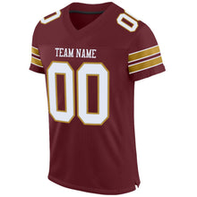 Load image into Gallery viewer, Custom Burgundy White-Old Gold Mesh Authentic Football Jersey