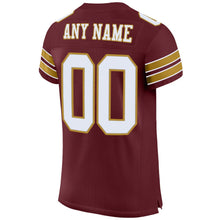 Load image into Gallery viewer, Custom Burgundy White-Old Gold Mesh Authentic Football Jersey