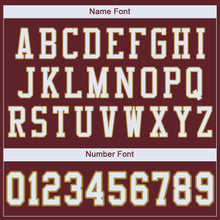 Load image into Gallery viewer, Custom Burgundy White-Old Gold Mesh Authentic Football Jersey