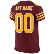 Load image into Gallery viewer, Custom Burgundy Gold-White Mesh Authentic Football Jersey