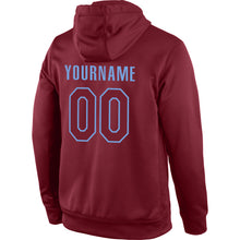 Load image into Gallery viewer, Custom Stitched Burgundy Burgundy-Light Blue Sports Pullover Sweatshirt Hoodie