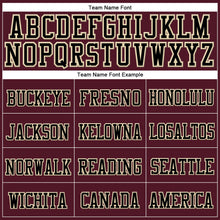 Load image into Gallery viewer, Custom Burgundy Black-Cream Stitched Cuffed Knit Hat