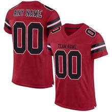 Load image into Gallery viewer, Custom Cardinal Black-White Mesh Authentic Football Jersey
