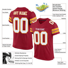 Load image into Gallery viewer, Custom Cardinal White-Gold Mesh Authentic Football Jersey