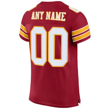 Load image into Gallery viewer, Custom Cardinal White-Gold Mesh Authentic Football Jersey
