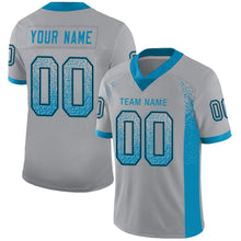 Load image into Gallery viewer, Custom Light Gray Panther Blue-Black Mesh Drift Fashion Football Jersey