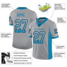 Load image into Gallery viewer, Custom Light Gray Panther Blue-Black Mesh Drift Fashion Football Jersey