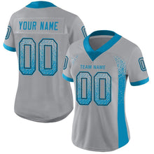 Load image into Gallery viewer, Custom Light Gray Panther Blue-Black Mesh Drift Fashion Football Jersey