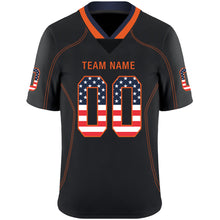 Load image into Gallery viewer, Custom Lights Out Black Orange-Navy USA Flag Fashion Football Jersey