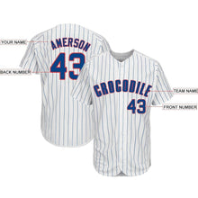 Load image into Gallery viewer, Custom White Royal Strip Royal-Red Baseball Jersey