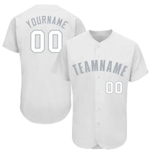 Load image into Gallery viewer, Custom White Gray Baseball Jersey