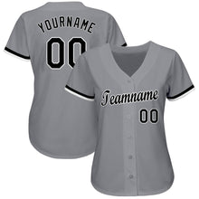 Load image into Gallery viewer, Custom Gray Black-White Baseball Jersey