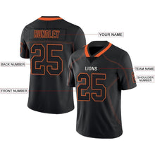 Load image into Gallery viewer, Custom Lights Out Black Orange-White Football Jersey