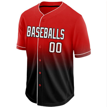 Custom Red White-Black Fade Baseball Jersey