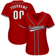 Load image into Gallery viewer, Custom Red White-Black Baseball Jersey