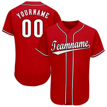 Load image into Gallery viewer, Custom Red White-Black Baseball Jersey