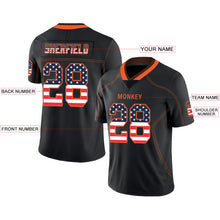 Load image into Gallery viewer, Custom Lights Out Black Orange-Brown USA Flag Fashion Football Jersey
