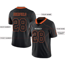 Load image into Gallery viewer, Custom Lights Out Black Orange-Brown Football Jersey