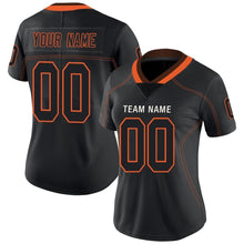 Load image into Gallery viewer, Custom Lights Out Black Orange-Brown Football Jersey