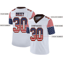 Load image into Gallery viewer, Custom White Brown-Orange USA Flag Fashion Football Jersey
