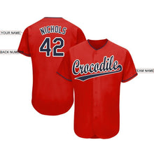 Load image into Gallery viewer, Custom Red Navy-White Baseball Jersey