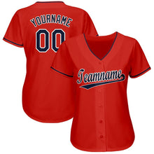 Load image into Gallery viewer, Custom Red Navy-White Baseball Jersey