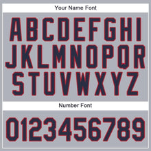 Load image into Gallery viewer, Custom Gray Navy-Red Baseball Jersey