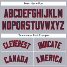 Load image into Gallery viewer, Custom Gray Navy-Red Baseball Jersey