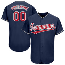 Load image into Gallery viewer, Custom Navy Red-White Baseball Jersey