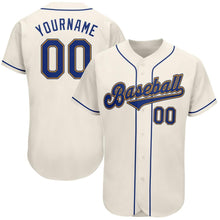 Load image into Gallery viewer, Custom Cream Royal-Gold Authentic Baseball Jersey