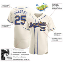Load image into Gallery viewer, Custom Cream Royal-Gold Authentic Baseball Jersey