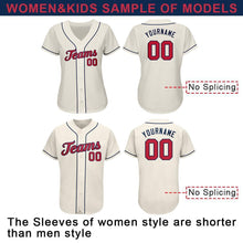 Load image into Gallery viewer, Custom Cream Red-Navy Authentic Baseball Jersey