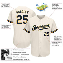 Load image into Gallery viewer, Custom Cream Navy-Gold Authentic Baseball Jersey