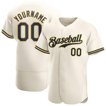 Load image into Gallery viewer, Custom Cream Navy-Gold Authentic Baseball Jersey