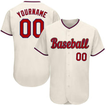 Load image into Gallery viewer, Custom Cream Red-Royal Authentic Baseball Jersey