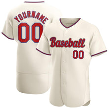 Load image into Gallery viewer, Custom Cream Red-Royal Authentic Baseball Jersey