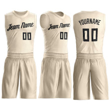 Load image into Gallery viewer, Custom Cream Black Round Neck Suit Basketball Jersey