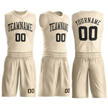 Load image into Gallery viewer, Custom Cream Black Round Neck Suit Basketball Jersey