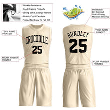 Load image into Gallery viewer, Custom Cream Black Round Neck Suit Basketball Jersey
