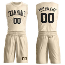 Load image into Gallery viewer, Custom Cream Black Round Neck Suit Basketball Jersey